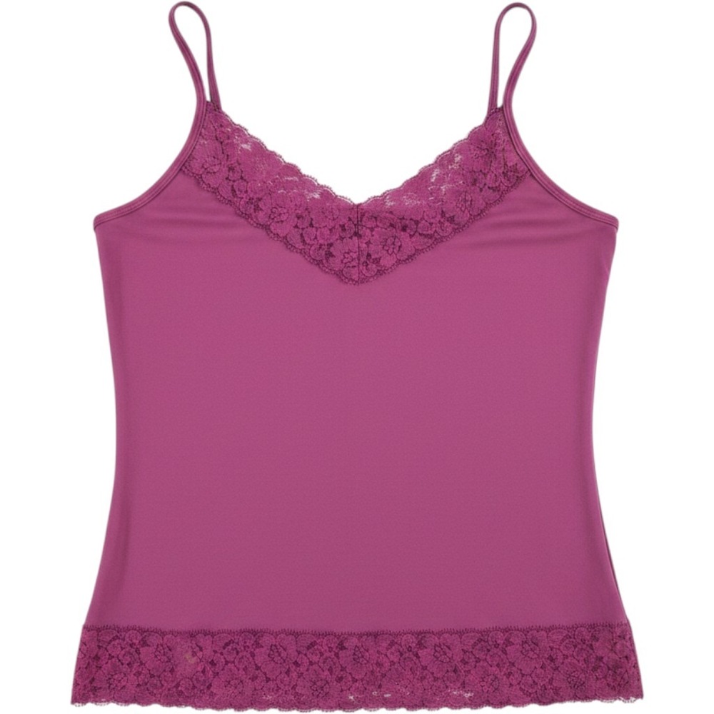 Magenta Purple Lace Trim Camisole Tank Top Small Y2K Coquette Layering